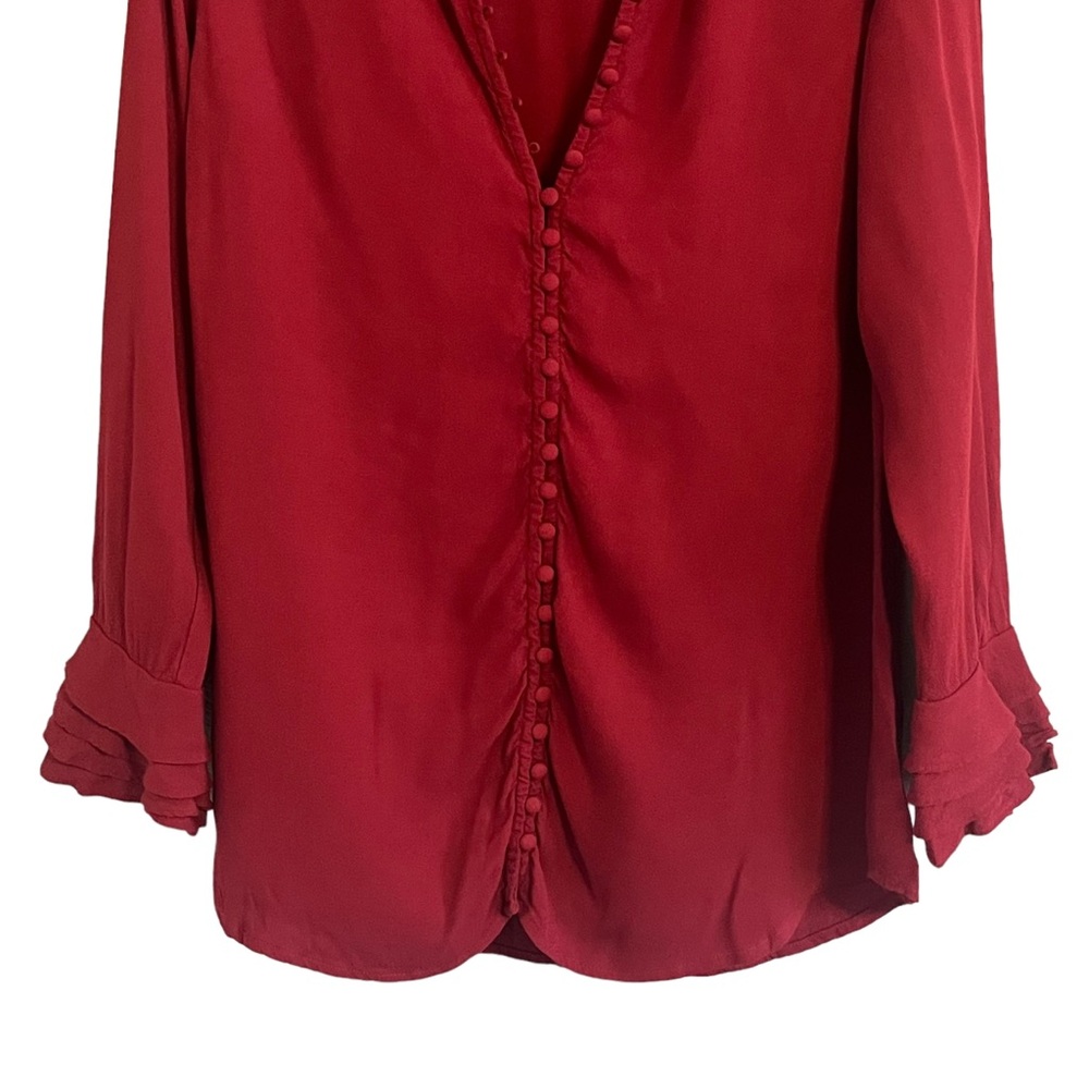 Soft Surroundings Button Down Ruffle Cuff Blouse - image 4